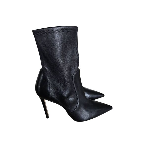 Stuart Weitzman Boots Size 8 Power Bootie Leather Pointed Toe in Black NEW - Picture 3 of 6
